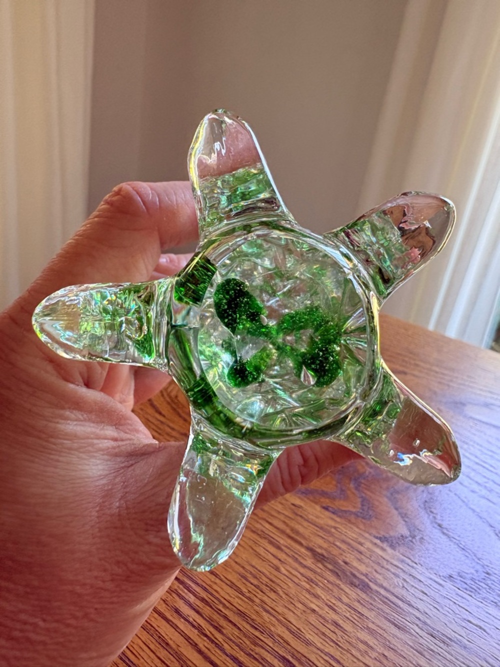 Vintage Glass Decorative Christmas Tree - Clear with Green Accents - Picture 6 of 10